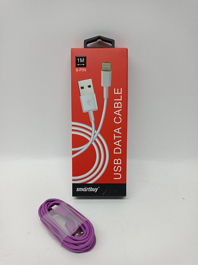 Дата-кабель Smartbuy USB-8 pin, в коробке, PLAIN COLOR, 1 метр, синий