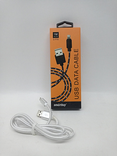 Дата-кабель Smartbuy USB - 8 pin, в коробке, NYLON, 1 метр, белый